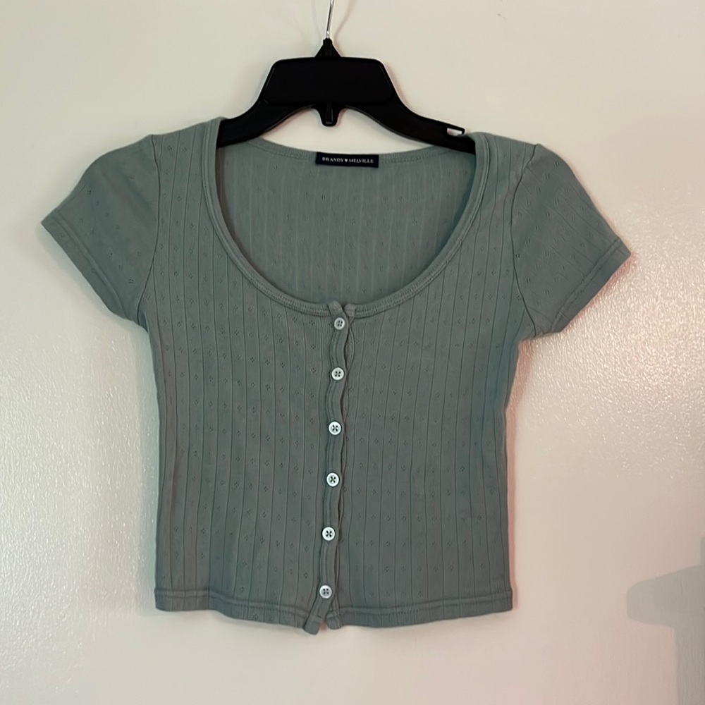 Brandy Melville Button Down TShirt - Sage Green